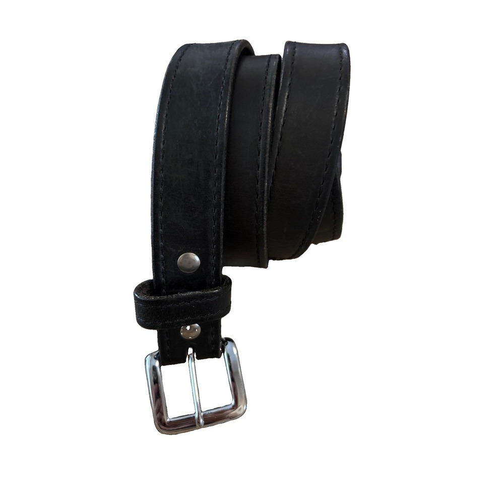 Bullhide Belts Top Grain Leather Belt 44 Handcrafted In USA Black Stitched